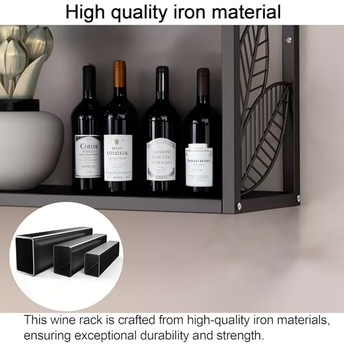 Solution de stockage de vin de 120 cm suspendue, rangement métal noir de bar