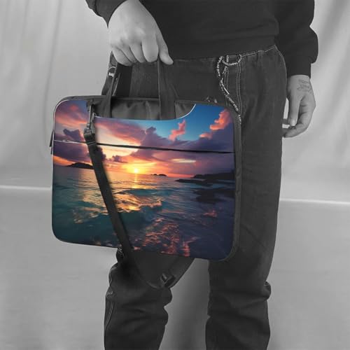 Bolso Tote para Laptop Ocean y Atardecer Negro miniatura 2