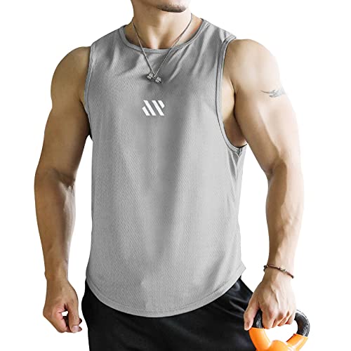 Vunianko Men's Tank Tops 3 Pack Sleeveless Workout Mesh Material Quick Dry Athletic Running Gym Muscle Beach Fitness Shirts (As1, Alpha, S, Regular, Regular, Black/Army Green/Grey) #TOP3