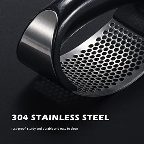HORRAu Garlic Press Crusher Stainless Steel, Garlic Chopper Rocker, Garlic Grinder Mincer with Peeler Roller