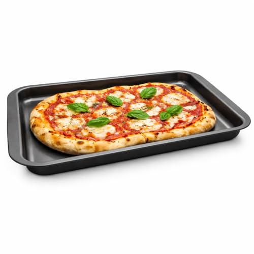 Terryshop74® Teglia Bassa per Forno – 43x30x3 cm – Antiaderente – Cottura Uniforme Senza Grassi – Ideale per Pizza, Pizze, Biscotti e Verdure