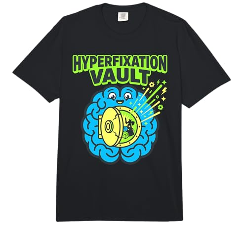 Hyperfixation Vault Nerd Humour Brain Gaming Obsession Gamer Comfort Colors Adult Heavyweight T-Shirt