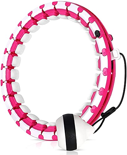 FYH Ağırlıklı Hoola Hoops, İkisi Bir Arada Karın Fitness Masajı Akıllı Hula Hoop, 24 Bölüm Serbestçe Kombin Edilebilir ve Asla Hula Hoop Düşmez, Çoğu İnsanın Kilo Verme İhtiyaçları İçin Uygundur (Kırmızı)