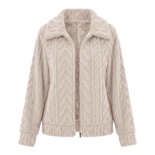 Winter Fleece Jacket For Women 2026 Zipper Sherpa Fuzzy Coat With Pockets - image 4