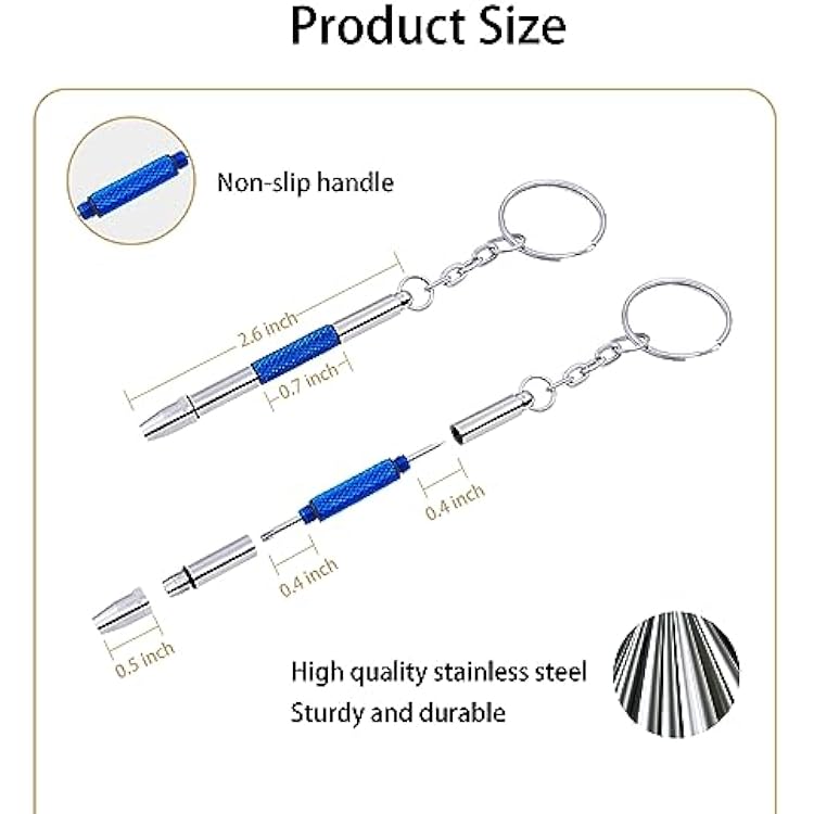 4 Pcs Mini Eyeglass Screwdriver, 4 in 1 Watches Precision Screwdriver Kit, Eyeglass Repair Set, Sunglass Watch Toy Repair with Keychain, Stainless Steel Alloy Watchmaker Tool(4 colors)
