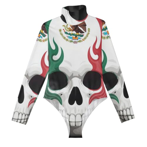 Body moldeador con control de abdomen para mujer GuoChe y manga larga de calavera