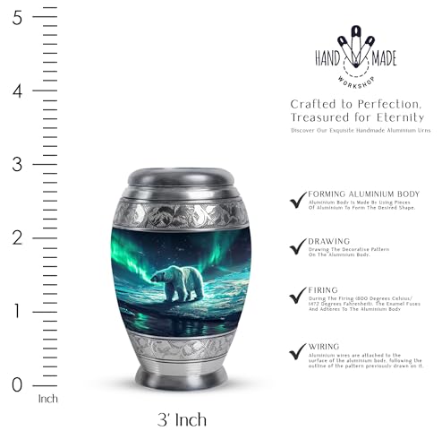 Image of Polar Bear Burial Urn for Ashes - Urns for Adult Male & Female - Memorial Ashes Urn - Cremation Burial Urns - Urn for Adult Ashes - 3 Inch Pack of 1 - Funeral Urns for Ashes