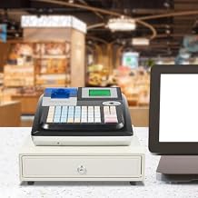 Cash Register for Small Businesses, Cash Management System, Electronic Commercial Cash Register Wireless, Electronic Pos System Cash Register 48 Keys LED Display for Retailers, Grocery Stores Black