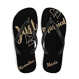 Lässig-Style Personalisierte Flip Flops als Geschenk für Brautpaar u. Freunde Hochzeits-Geschenk 1Paar (M, Just Married schwarz)