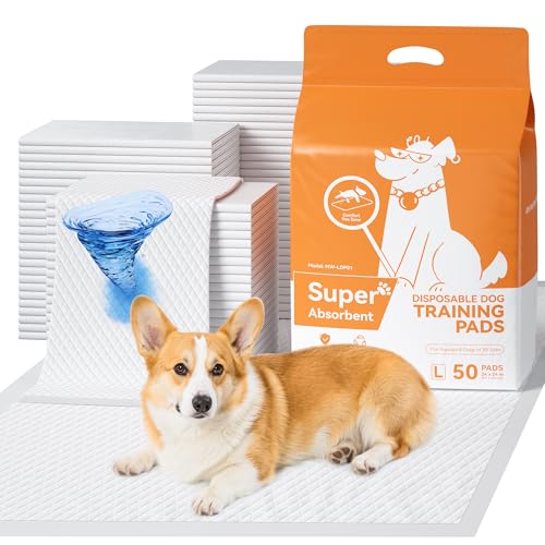 Meowant Puppy Pads, 50 Count - 24x24 Inch Super Absorbent Dog Pee Pads, 6-Layer Quick-Dry Leak-Proof Disposable Pee Potty Training Pads for Dogs and Cats
