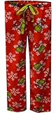 MJC Womens Dr. Seuss The Grinning Grinch Snowflake Plush Lounge Pants (Small)