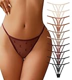 J-pone G-String Thongs for Women Lace Panties Stretch Low Rise Womens Underwear for Ladies T-back Breathable Cheeky Underwear Panties 10Pack Multicolor-M