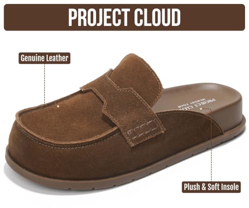 Image of Project Cloud 100% Genuine Leather Womens Clogs - Plush & Soft Insole with Arch Support Non Slip Mules & Clogs for Women Footwear - Water Resistant Women Shoes (Foamy)
