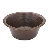 Premier Copper Products BR16DB2 16-Inch Universal Round Hammered Copper Bar Sink with 2-Inch Drain Size, Oil Rubbed Bronze