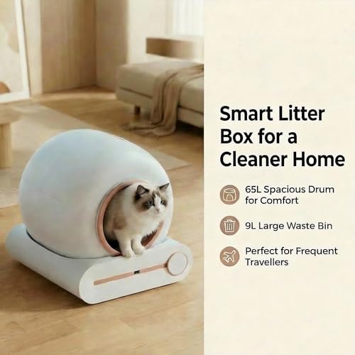 Litière chat autonettoyante 65L connectée Tuya pour appartement