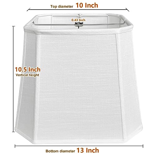 TOOTOO STAR Square Cut Corner White LampShade, 10" Top x 13" Bottom x 10.5" High Medium Shade (Spider Fitter), Handmade of Natural Linen, Easy to Assemble, Suitable for Table Lamps and Floor Lamps by TOOTOO STAR - Image 2