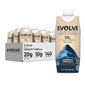 Evolve Plant Based Protein Shake, Vanilla Bean, 20g Vegan Protein (Pack of 12)