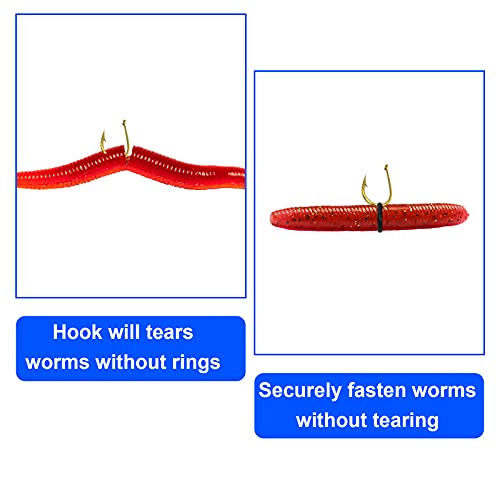 Windspeed 2Pcs Wacky Rig Tool With 300Pcs Wacky Worm O Rings, Wacky Worm Rig Kit For Stick Senko Worms Baits, Portable Wacky Bass Fishing Rigging Tools With Lanyard/Clip (Royal Blue+Lake Blue) #TOP5