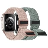 【2枚入り】Knossen コンパチブル アップルウォッチ バンド 49/46/45/44/42mm 編み込み Apple Watch バンド ナイロン 磁気吸着式バックル 強力なマグネット アップルウォッチ スポーツベルト 伸縮性 iWatch Ultra 3 2 1 Series 11 10 9 8 7 6 5 4 3 2 1 SEに対応 調整可能 柔軟 通気