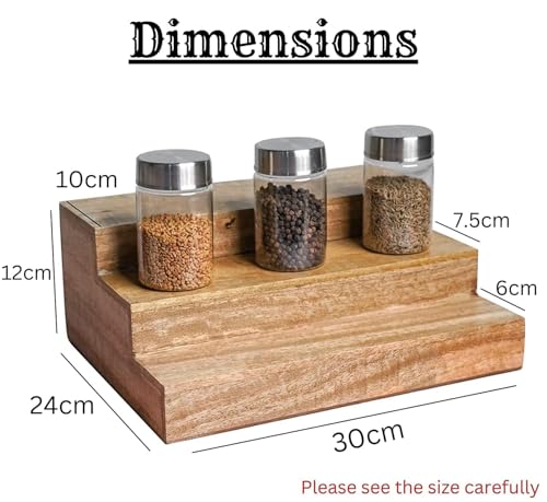 Image of VASIL MART Wood 3 Tiered Spice Rack, 3 Tier Spice Organizer for Cabinet or Kitchen, Stand For Cabinet /Cupboard (Brown)