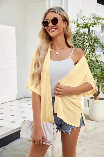 Image of Yekaty Lightweight Cardigans for Women Casual Summer Short Sleeve Cardigan Open Front Beach Coverups 2026