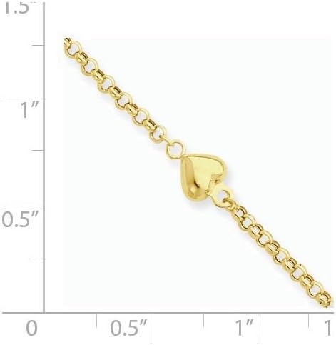 FJC Finejewelers 10 Inch 14k Yellow Gold Puff Heart 9in with 1in Ext Anklet