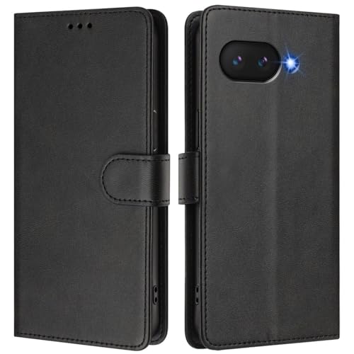 Étui portefeuille pour Google Pixel 9a noir avec porte-cartes et béquille