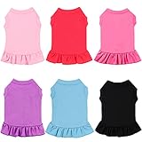 Weewooday 6 Pieces Dog Dresses Shirt Skirt Dog Sleeveless Dress Breathable Pet Shirts with Ruffles Pet Sundress Outfits for and Cats(M Size)