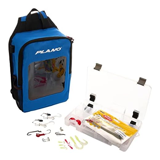 Plano Let’s Fish Sling Pack, Includes Catch More Fish Tackle Kit, Premium Tackle Fishing Sling Bag with Adjustable Shoulder Strap for Left or Right Carry
