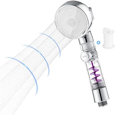 MOHOO Shower Head for Bathrooms, 3 Sprays Models, Power Shower Head Universal Water Saving Shower Head High-Pressure Propeller Showerspa 2 Replaceable Panels Handheld Standard Shower Head