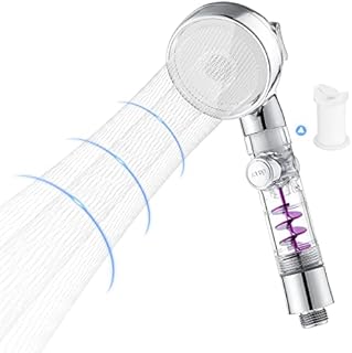 MOHOO Shower Head for Bathrooms, 3 Sprays Models, Power Shower Head Universal Water Saving Shower Head High-Pressure Propeller Showerspa 2 Replaceable Panels Handheld Standard Shower Head