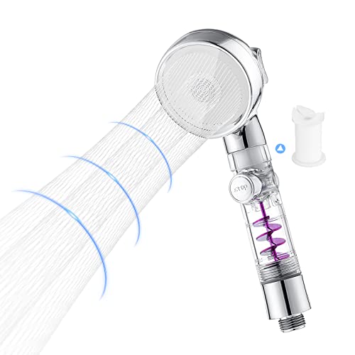 High Pressure Shower Heads, Handheld Shower Head With On/Off Button & 3 Setting, Rv Detachable Water Saving Showerhead With Turbo Charger And Filter, Hydro Jet Shower Head,2 Replaceable Panels,Chromed #TOP4