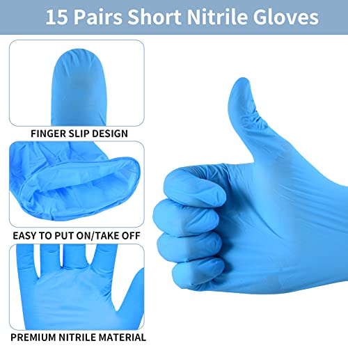 30 Pairs Hunting Field Dressing Gloves, Deer Gutting Gloves Deer Hunting Gloves With 15 Pairs Shoulder Long Pe Gloves And 15 Pairs Short Nitrile Gloves Combo Pack Disposable Deer Cleaning Gloves #TOP2