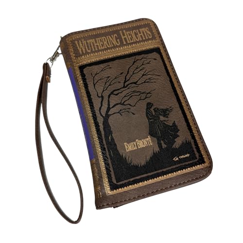 Image of Women's Bifold Wallet Wuthering Heights Book Wristlet, Brown 7 Inch