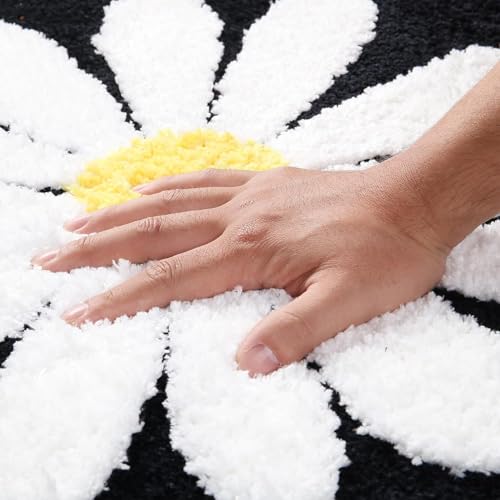 Image of AAZEEM Mat Rugs Non-Slip Abstract Bath Rugs Cute Mat Washable for Tube|Rectangular Door Mat for Home |Drawingroom |Easy Clean Indoor and Outdoor Floor Mat |Dark Black |