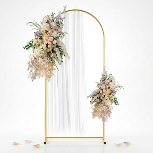 6FT Gold Metal Arch Backdrop Stand, Square Balloon Arch Stand Wedding Frame for Birthday Party, Baby Shower, and Ceremony Decoration by WORFEI - Used condition - US$26.30