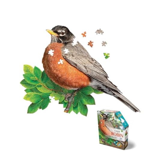 Madd Capp: I AM Robin - 300 Piece Jigsaw Puzzle - Bird Shaped Puzzle, 25x19 Finished Size, Includes Fun Fact Sheet