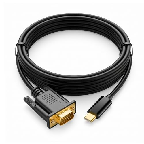 Image of Duttek USB C to VGA Cable, USB Type C Male to VGA Male Adapter Cable Supports 1080P used for Computer, Monitor, Projector, Television, High-definition Equipment without Thunderbolt 3 Port (1.8 meter)