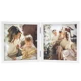 Cadre photo double 12,7 x 12,7 cm : avec 2 ouvertures, peut contenir deux photos de 12,7 x 12,7 cm côte à côte. Cadre photo vertical de 1,5 cm d'épaisseur pour un placement stable sur le bureau.