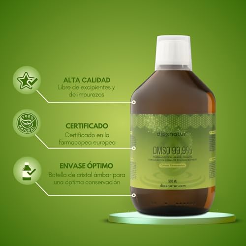 Dioxnatur DMSO 99,9 % 500 ml Dimethylsulfoxid pharmazeutische Qualität, Flasche + Zerstäuber, bernsteinfarbenes Glas