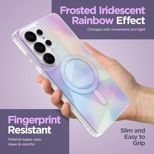 Image of Magnetic Case for Samsung Galaxy S26 Ultra [Compatible with Magsafe] [Anti-Yellowing] [1 Screen Protector] Shockproof Slim Iridescent Sparkly Case for Galaxy S26 Ultra 6.9 inch, Purple