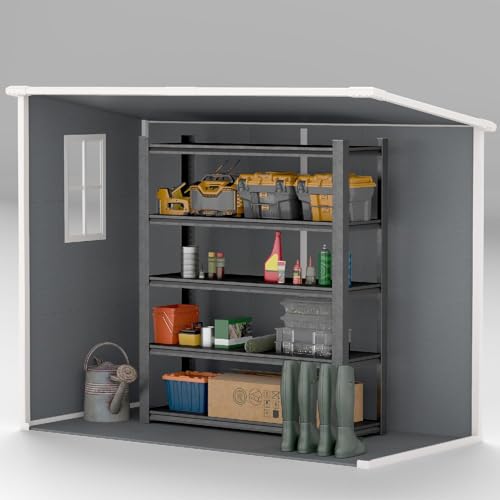 Dechome - Casetta Da Giardino In Resina Con Pavimento, 2 Porte Con Blocco Finestra 2.4 X 1.3 M Colore Grigio - 9