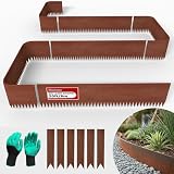 20ft. 6-Pack Cor-Ten Steel Landscape Edging - 40' L x 8' H Lawn Edging with 6 Stakes, Hammer-in Metal Garden Border for Landscaping, Lawn & Yard (Rusted)