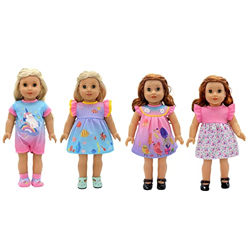 4 Pack Doll Clothes For 13-16 Inch Baby Dolls, Unicorn Print Dress For 13-16 Inches Dolls, Compatible With Toy Jc Toy Manhattan Toy Melissa Doug And More #TOP7
