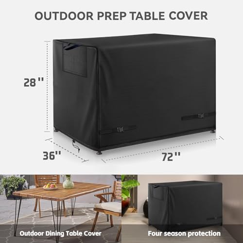 Wnanan Outdoor Dining Table Cover - Heavy Duty Waterproof Cover for Patio Metal Steel Slat Table, Compatible 72" x 36" Black by Wnanan - Image 2