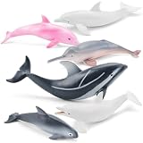 THINKBAY 6PCS 5' Realistic Dolphin Figurines Toy for Toddlers, Ocean Animal Bath Toys for Kids, Dolphin Cake Toppers & Birthday Party Favors & Gifts for Boys & Girls