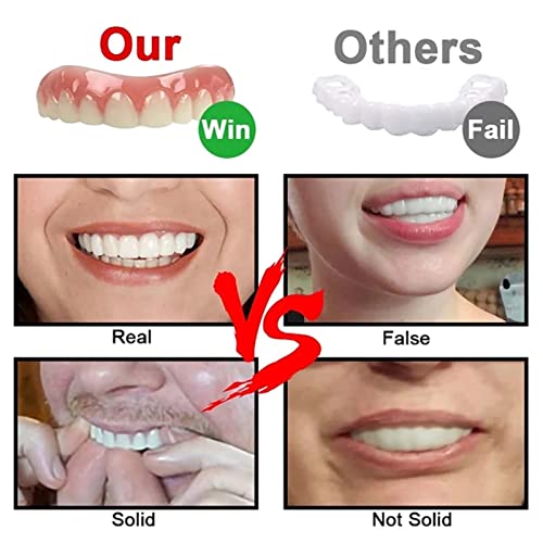 Chnlml Fake Teeth, Cosmetic Denture Veneers For Upper And Lower Jaw, Dental Veneers For Temporary Teeth Restoration, Nature And Comfortable, Protect Your Teeth - 2 Pcs #TOP2