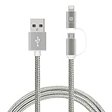 [Apple MFi Certified] 2 in 1 Dual Lightning USB Cable 3ft 1 M , HUNDA Nylon Braided USB Connector for Any Android and Apple Devices such as iPhone, iPad, Samsung, HTC, Nexus,Sony and more (Gray)