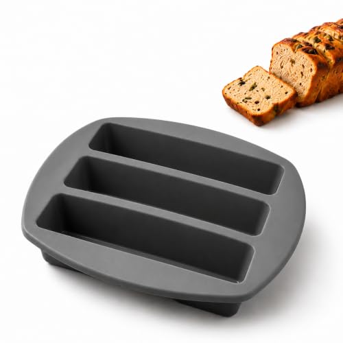 Wondercook - Moule à cake en silicone platinium pour 3 cakes rectangulaires - Apéro patisserie gâte… – Vignette