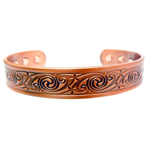 Magnetic Copper Bracelet - Stylish Celtic Swirl Design with 6 Magnets for Men or Women by Chain-Relief® Cover